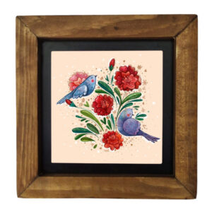 Decoratieve Perzische Ceramic Tile in Lijst – Bloem & Vogel