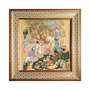 Decoratieve Perzische Ceramic Tile in Lijst – Shahnameh Geïnspireerd: Miniatuur