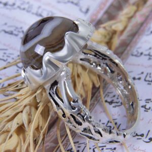 Perzische Sulemani Hakik Zilveren Ring voor Mannen Oog