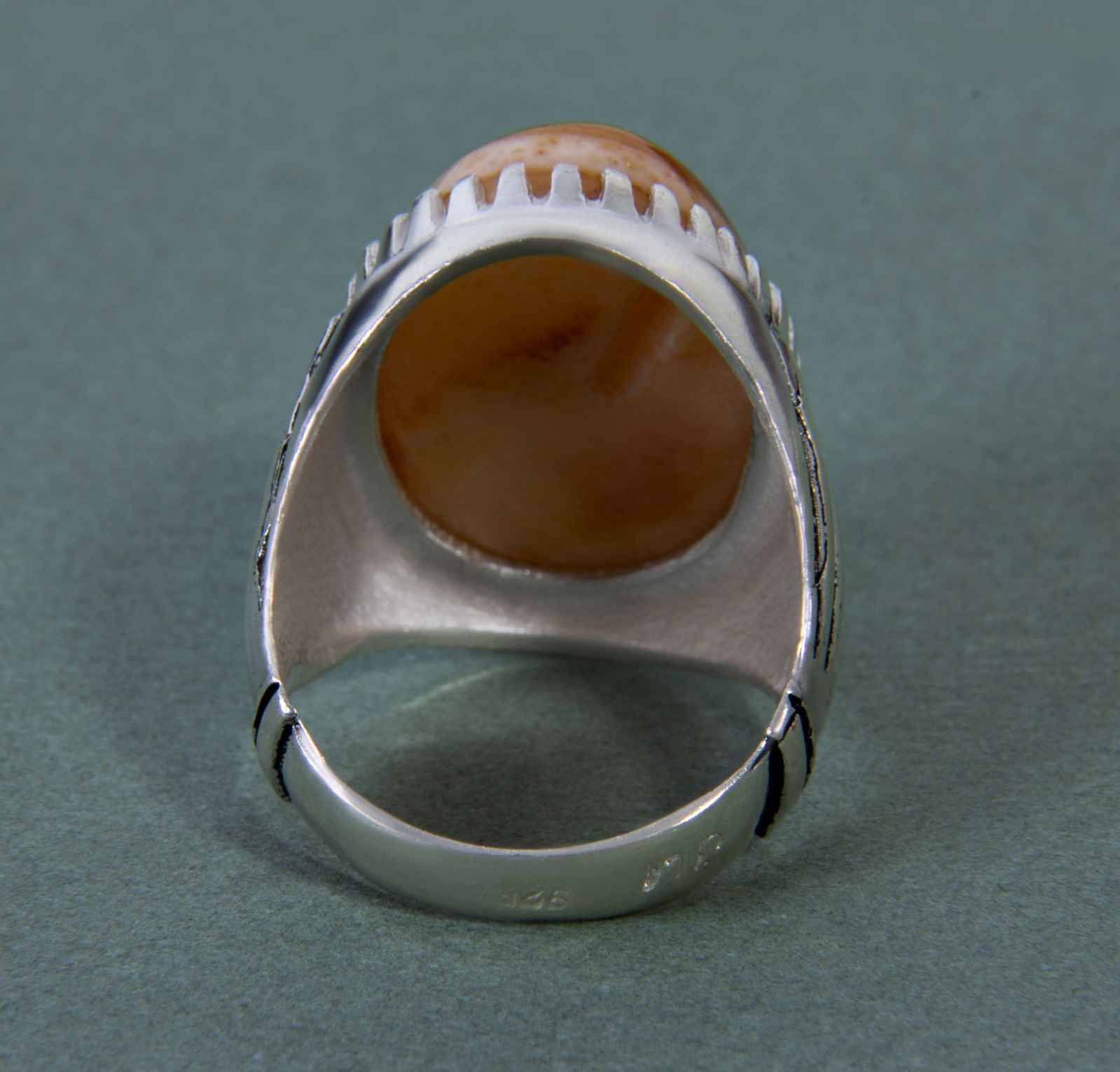 Perzische Sulemani Hakik Zilveren Ring voor Mannen Licht Rood