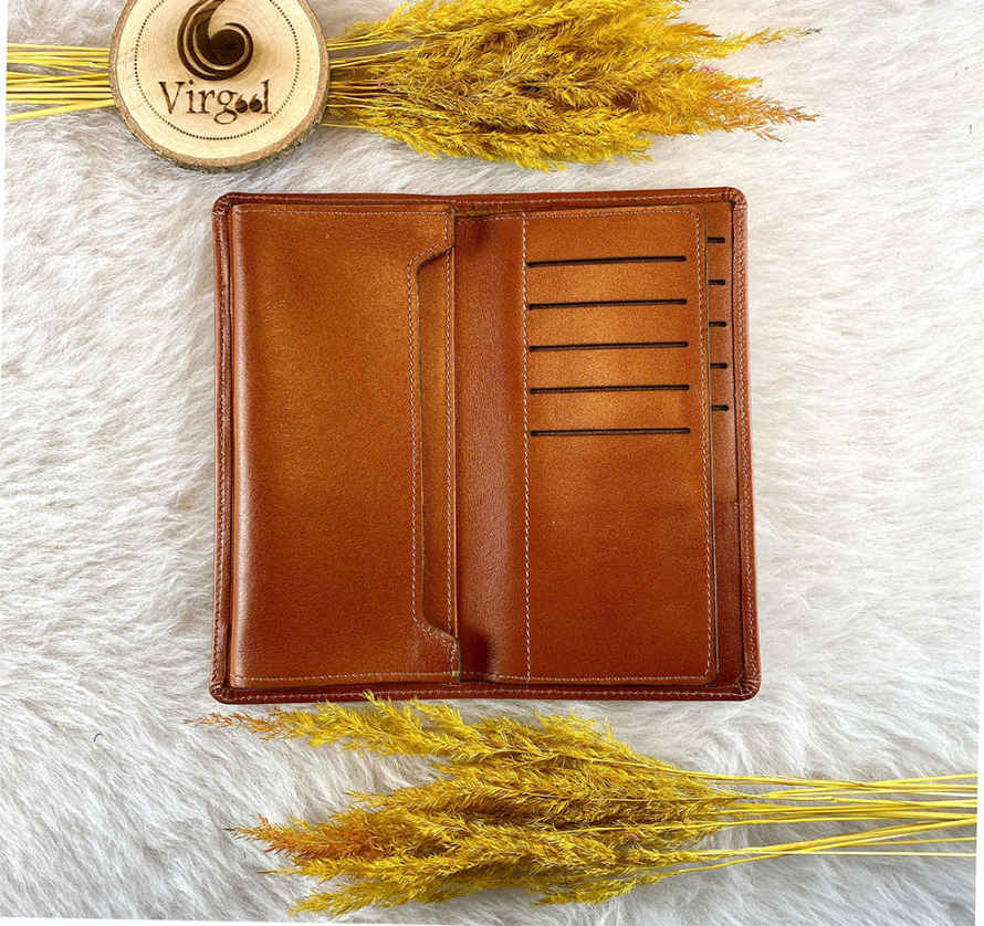 Perzische Leren Lange Portemonnee met Hamoun Design
