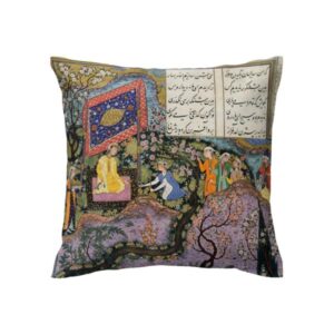 Velvet Gedrukte Kussenhoes – Shahnameh Illustratie Ontwerp (Set van 2)
