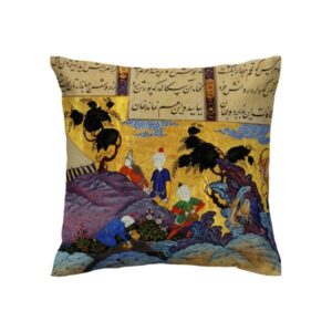 Velvet Gedrukte Kussenhoes – Shahnameh Illustratie Ontwerp (Set van 2)