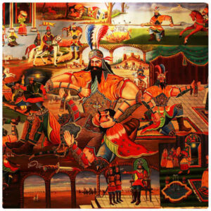 Perzische Velvet Kussenhoes – Shahnameh Print Ontwerp (Set van 2)