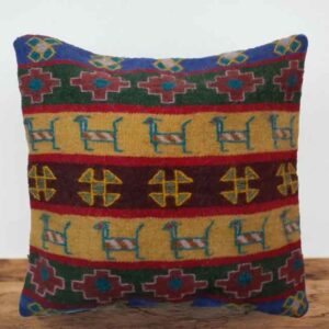 Perzische Kilim Kussenhoes – Handgeweven Geitenontwerp