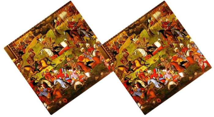 Perzische Velvet Kussenhoes – Shahnameh Oorlogsontwerp (Set van 2)