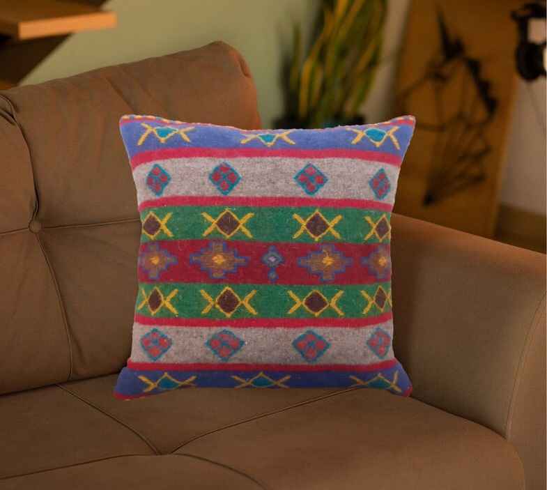 Perzische Kilim Kussenhoes – Handgeweven Groen & Roze