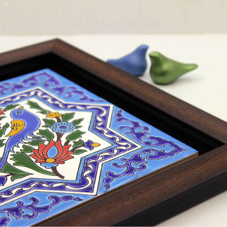 Decoratieve Perzische Ceramic Tile in Lijst – Ster