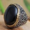 Perzische Zilveren Ring Heren - Zwarte Agaat Elegantie