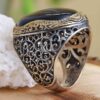 Perzische Zilveren Ring Heren - Zwarte Agaat Elegantie