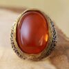 Perzische Zilveren Ring Heren - Rood Agaat Super King
