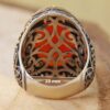 Perzische Zilveren Ring Heren - Rood Agaat Super King
