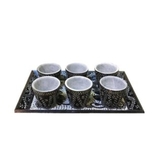 Handgemaakte Perzische Stenen Thee & Koffie Set – Gegraveerd Tooran