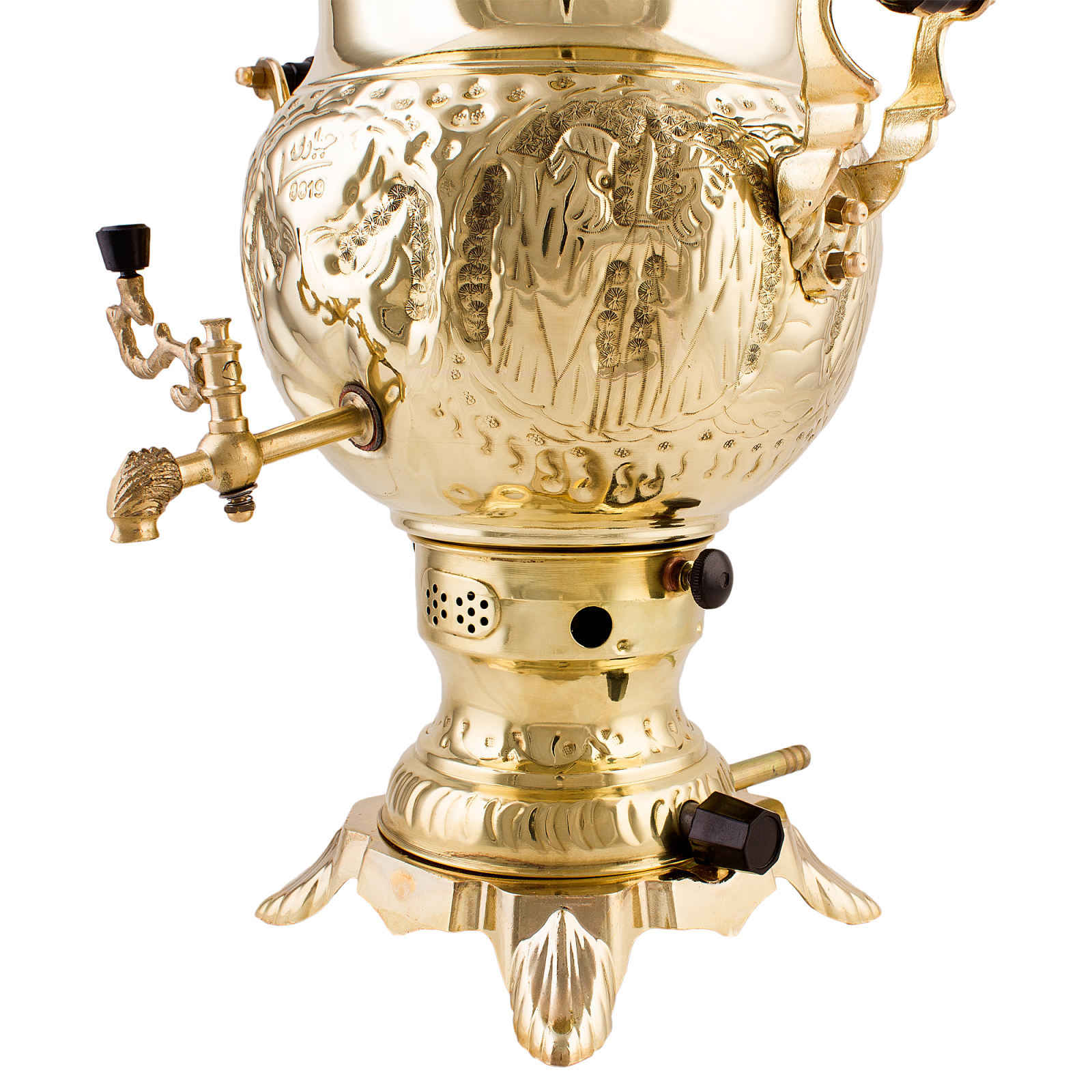 Perzische Koperen Gas Samovar Thee Maker Traditioneel Ontwerp Achaemenes Motieven 6-Liter
