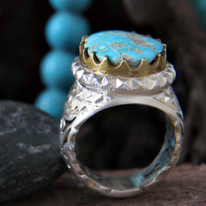 Zilveren Ring met Neyshabur Turkoois Silva – Sterling Zilver