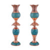 Handgemaakte Perzische Koperen Kandelaar – Turquoise Inleg – Model Tulp