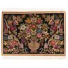 Handgeknoopt Perzisch Tabriz Nava Tapijt (Elegant Vase Design) - Zwarte Zijde & Korkwol