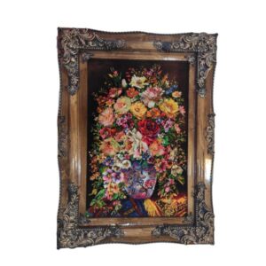 Handgeknopt Perzisch Picturaal Tapijt uit Tabriz met Bloemen & Vazen