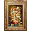 Handgeknopt Perzisch Picturaal Tapijt uit Tabriz met Pot & Bloemen