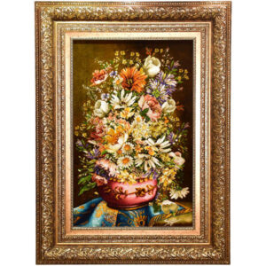 Handgeknopt Perzisch Picturaal Tapijt uit Tabriz met Pot & Bloemen