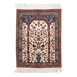 Handgeknoopt Perzisch Tabriz Sahand Tapijt (Elegant Vase Design) – Crème Zijde & Wol