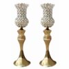 Perzische Kristallen Kandelaar Tulpenvorm met Metalen Basis (2x)