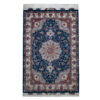 Handgeknoopt Perzisch Tabriz Tapijt (Klassiek Bloemenmedaillon) - Blauwe Wol