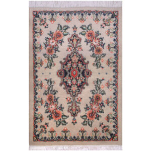 Handgeknoopt Perzisch Tabriz Haris Tapijt (Elegant Bloemenpatroon) – Crème Zijde & Wol