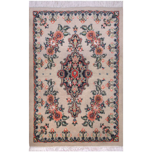 Handgeknoopt Perzisch Tabriz Haris Tapijt (Elegant Bloemenpatroon) – Crème Zijde & Wol