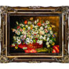 Handgeknopt Perzisch Picturaal Tapijt uit Tabriz met Bloemen