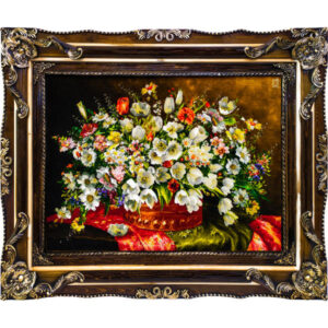 Handgeknopt Perzisch Picturaal Tapijt uit Tabriz met Bloemen