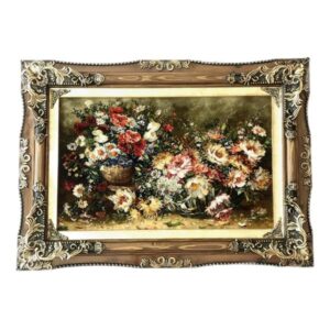 Handgeknopt Perzisch Picturaal Tapijt uit Tabriz met Lelies Bloemen