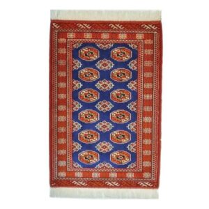 Handgeknoopt Perzisch Khorasan Lozenge Tapijt (Bukhara Design) – Paarse Wol