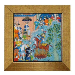 Decoratieve Perzische Framed Tegel – Shahnameh Geïnspireerd: Vuur