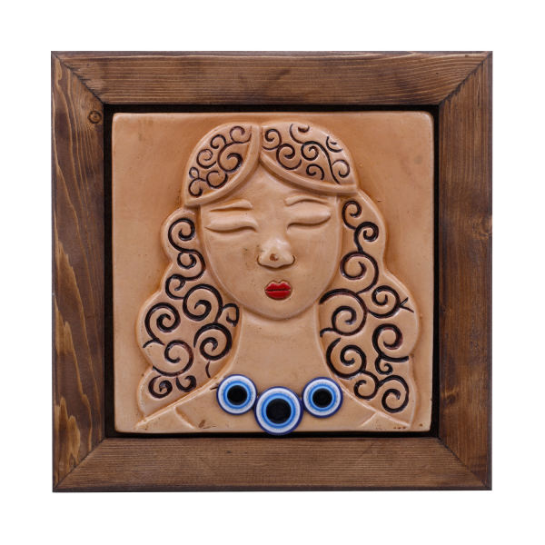 Decoratieve Perzische Keramische Kunst Model Krullend Meisje