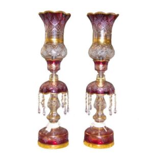 Perzische Kristallen Luster Lamp Traditionele Laleh Vorm Paars