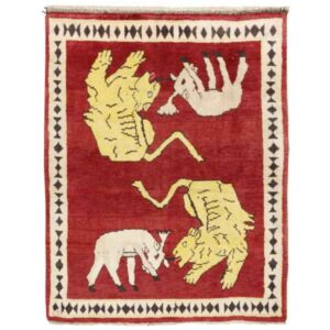 Perzische Gabbeh Wol Tapijt Handgeweven met Dieren Motieven