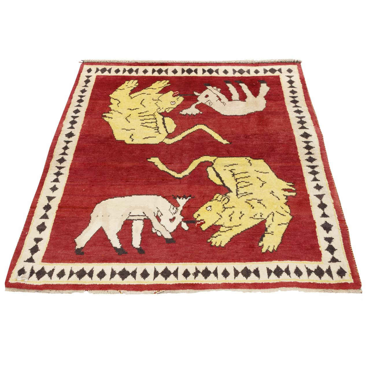 Perzische Gabbeh Wol Tapijt Handgeweven met Dieren Motieven
