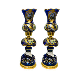 Perzische Kristallen Luster Lamp Traditionele Laleh Vorm Shah Abbasi Blauw