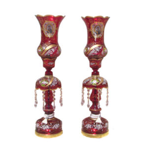 Perzische Kristallen Luster Lamp Traditionele Laleh Vorm Shah Abbasi Rood