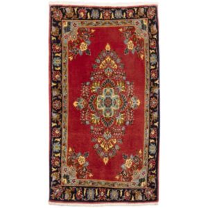 Vintage Perzisch Baluchistan Bidgol Tapijt (Bloemenmedaillon) – Rode Wol