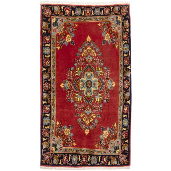Vintage Perzisch Baluchistan Bidgol Tapijt (Bloemenmedaillon) – Rode Wol