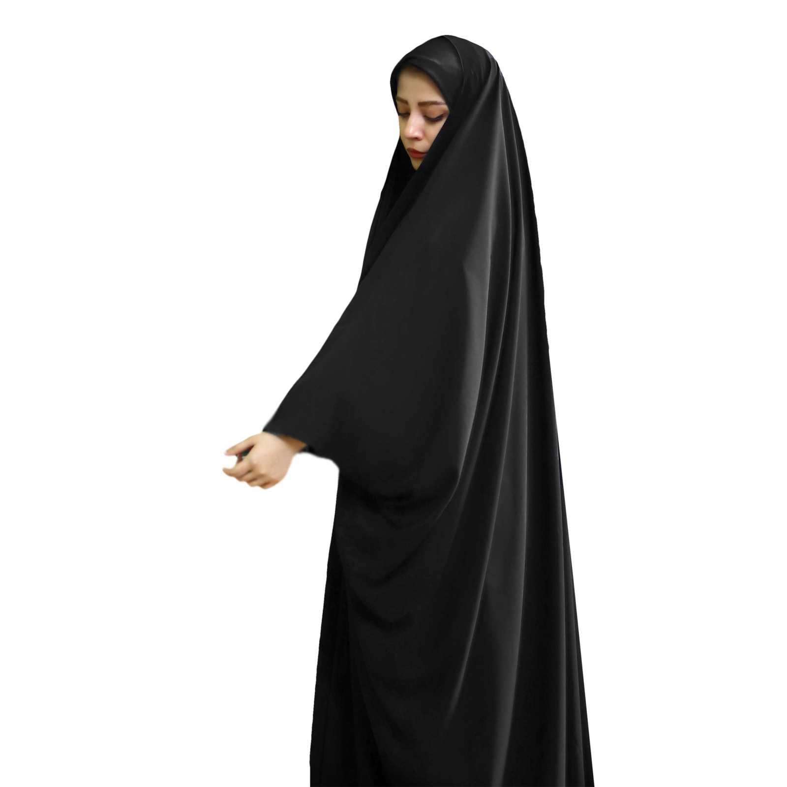 Klassieke zwarte overhead-hijab – Traditionele chador-mantel uit Iran
