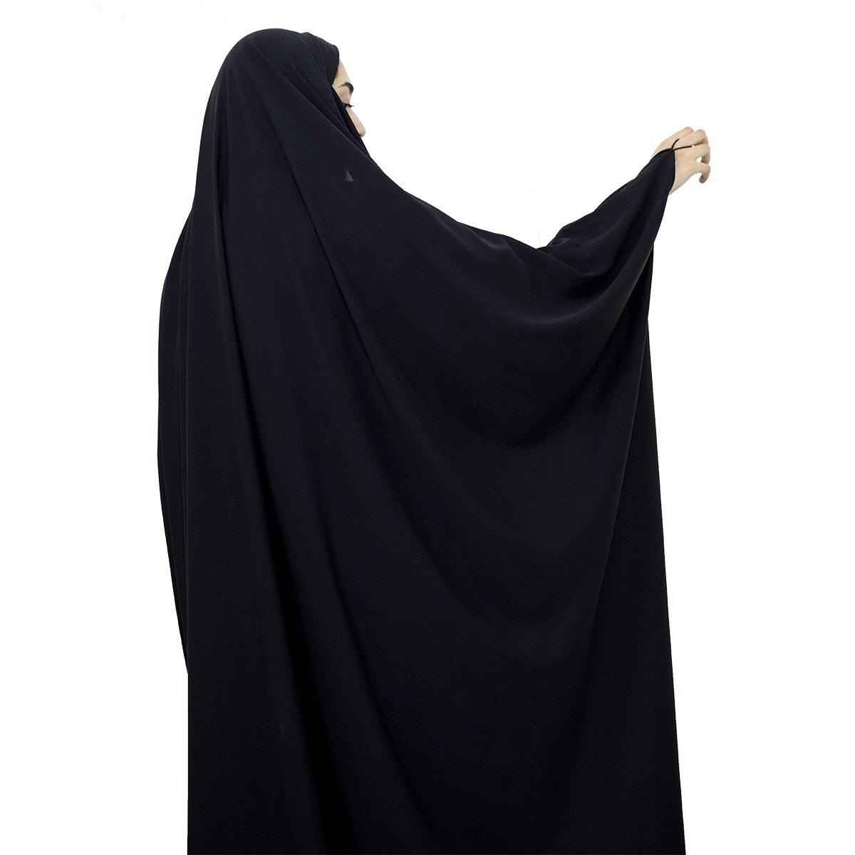 Premium-crêpe chador in het zwart – Volledige overhead-gebedsabaya