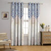 Gedrukt Fluwelen Ooglet Gordijn – Goud & Blauw
