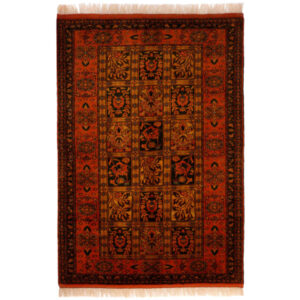 Handgeknoopt Perzisch Vista Tapijt (Bakhtiari Garden Panel) – Oranje Zijde & Wol