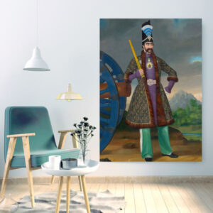 Perzische Houten Poster Print – Koning van Iran Muurdecoratie