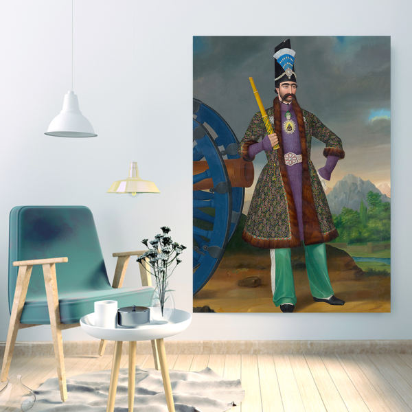 Perzische Houten Poster Print – Koning van Iran Muurdecoratie