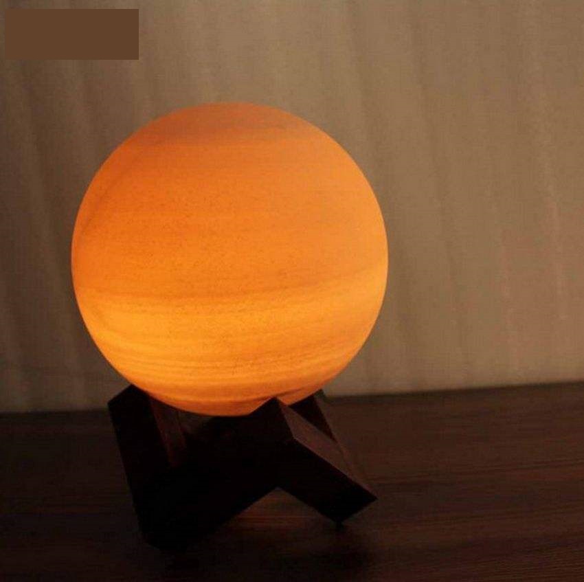 Perzische Globe zoutlamp – Handgemaakt Maan design met houten basis