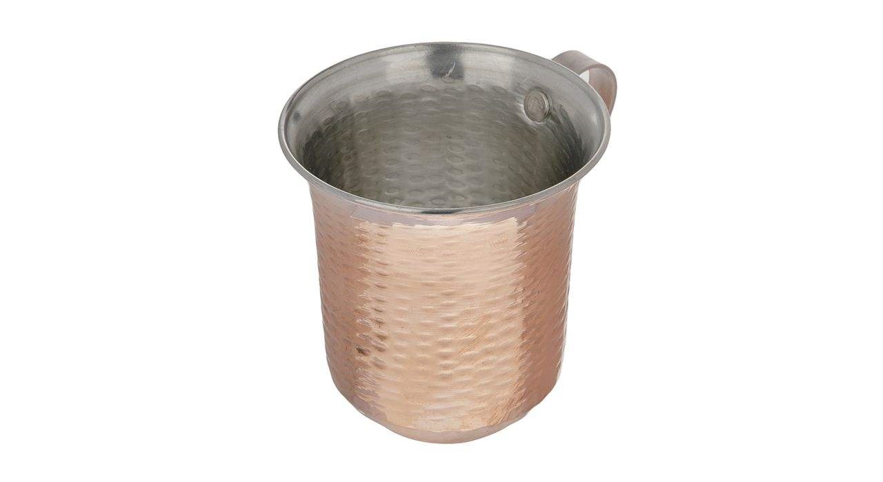 Perzisch Koperen Beker – Set van 6, Handgemaakt met Handvat voor Koude Dranken – Gehamerd Zanjani